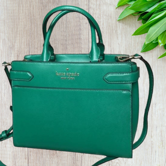 kate spade Handbags - Kate Spade Staci Medium Satchel Saffiano Leather Green Bean